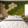 Hexagon Honeycomb Pattern and Fresh Grass Wallpaper Mural