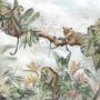 Leopards and Tropical Leaves Wallpaper Mural