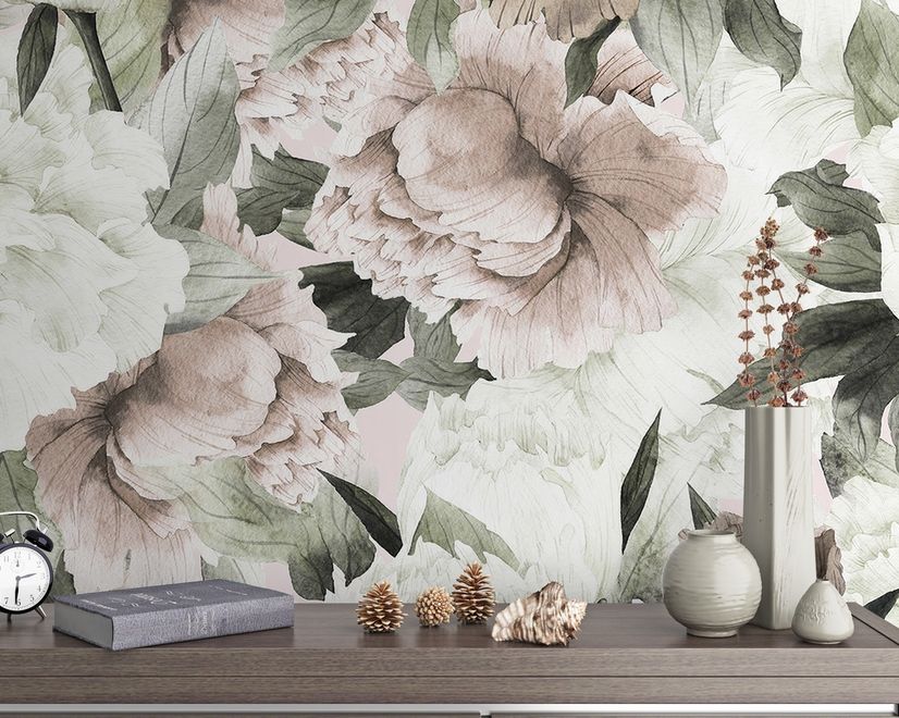 Dutch Pink Peony Floral Wallpaper Mural