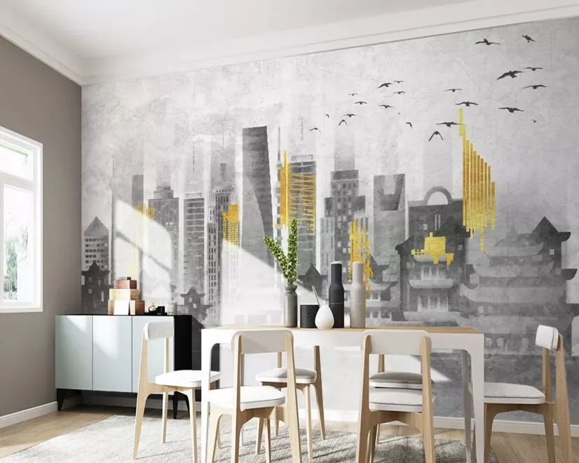 City Landscape Yellow City Light Wallpaper Mural