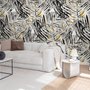 Papier peint panoramique motifs feuilles de palmier aquarelle