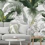 Papier peint feuilles de bananier charbon - motif tropical moderne