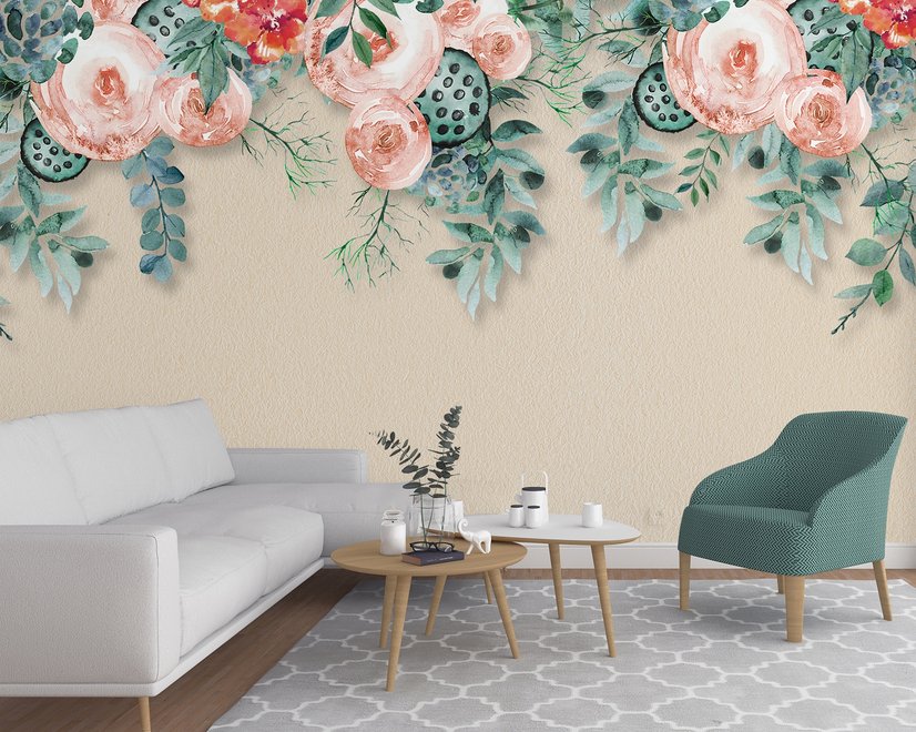 Watercolor Floral Wallpaper Mural