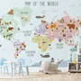 Kids Nursery Educational Continent World Map Wallpaper Mural
