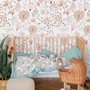 Papier peint panoramique motif floral de fleurs sauvages en rose doux et bleu pour enfants