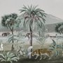 Papier peint paysage exotique vintage avec animaux sauvages