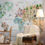 Papier peint panoramique aquarelle de la carte du monde pour les enfants