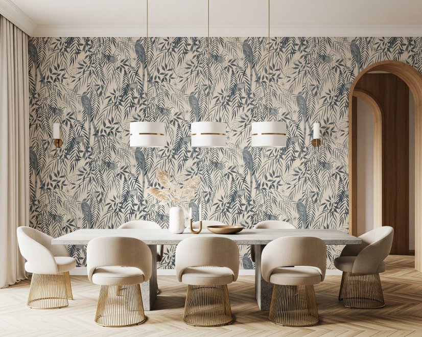 Watercolor Tropical Bird Garden Wallpaper Mural