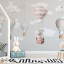 Little Hot Air Balloons with Clouds Wallpaper Mural