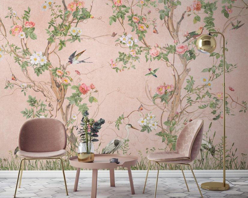 Chinoiserie Pfingstrosenbaum Fototapete
