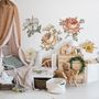Nursery Soft Vintage Peony Floral Wall Decal Sticker
