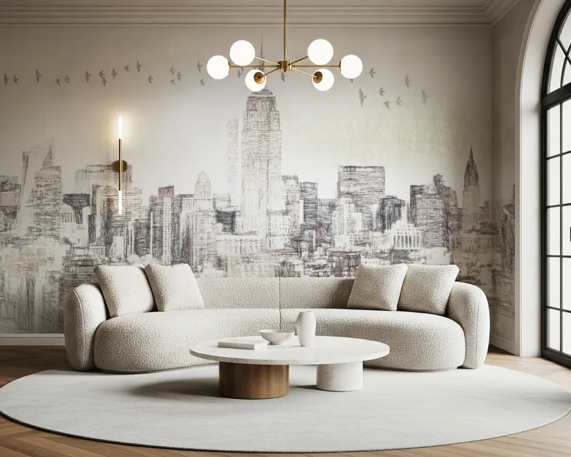 Monochrome Charcoal New York City Wallpaper Mural