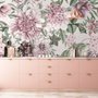 Papier peint panoramique floral avec feuilles vertes