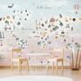 Papier peint carte monde rose animaux mignons ballons enfants