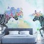 Colorful Flowery Zebra Wallpaper Mural