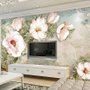 Retro Ölmalerei Weiße Blumen Fototapete