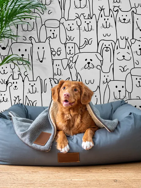 Niedliches Hundegesicht-Muster für Kinder Fototapete