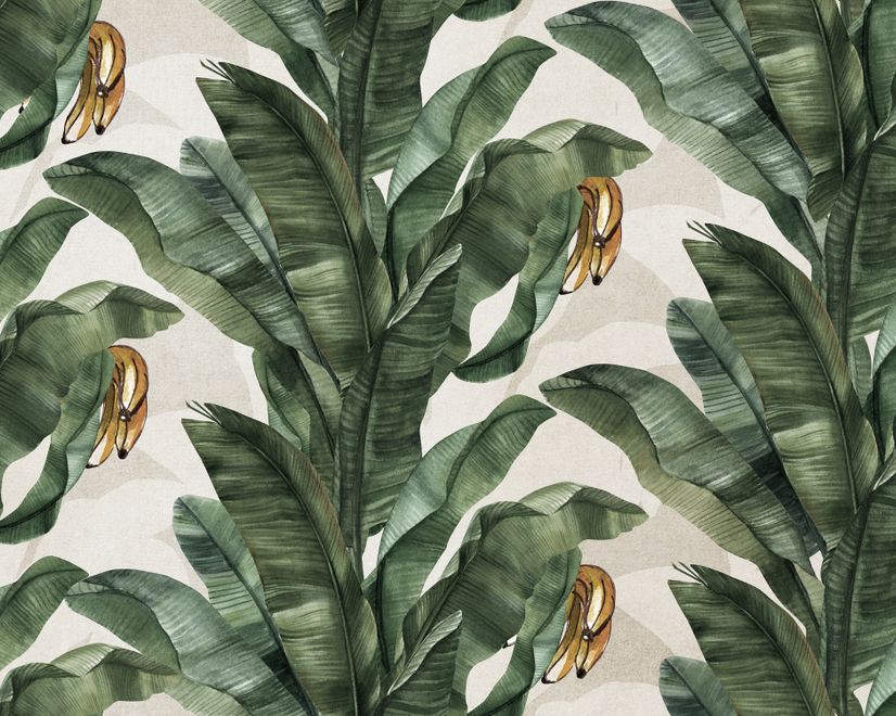 Exotic Banana Leaf Pattern Wallpaper Mural