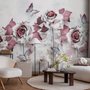 3D-Look Blumen mit kleinem Schmetterling Fototapete