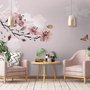 Papier peint fleurs de cerisier et papillons