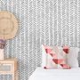Modern Herringbone Line Black and White  Wallpaper Mural