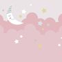 Cartoon Pinker Himmel und Mond Fototapete