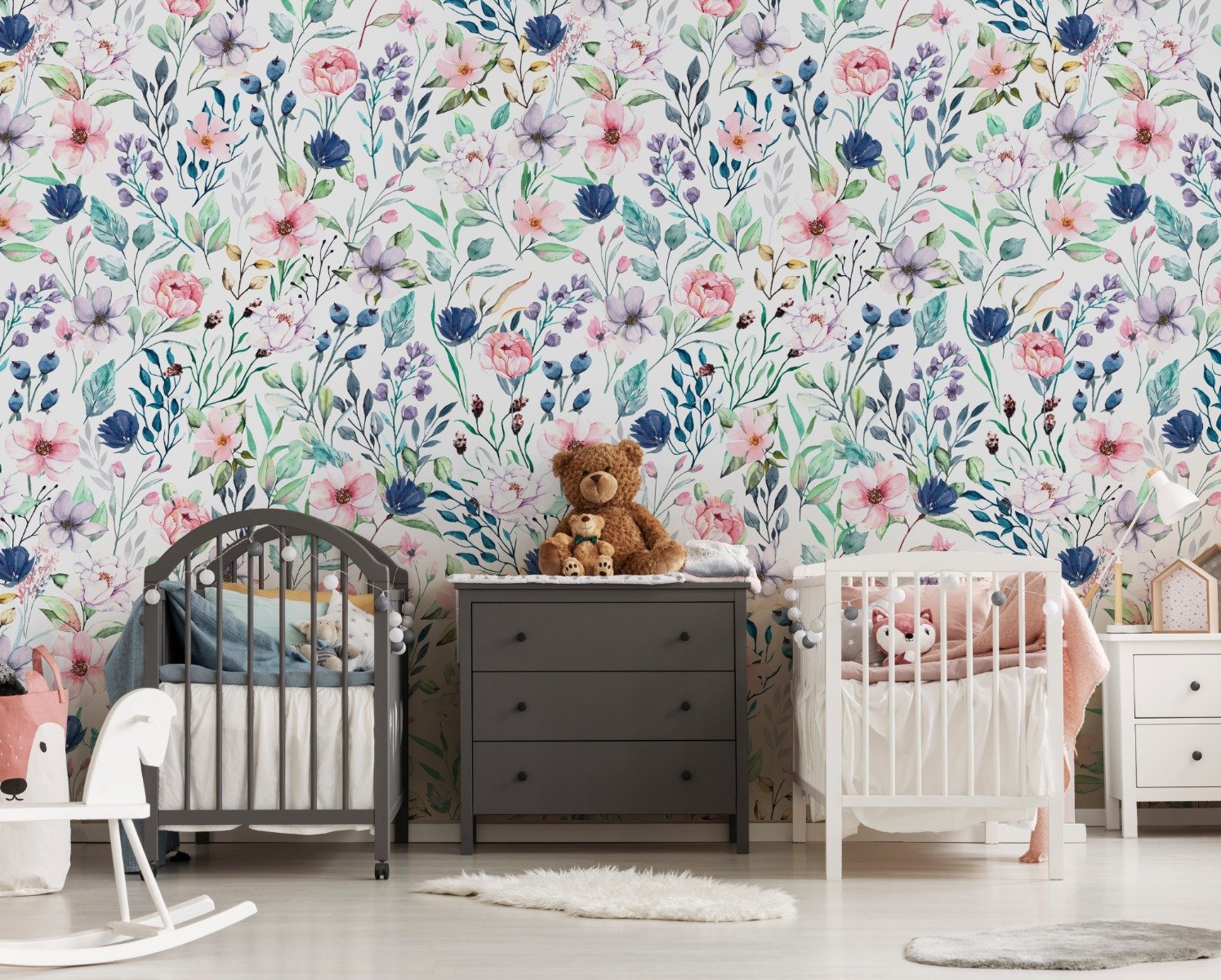 Watercolor Spring Floral Wallpaper Mural - Peel and Stick
