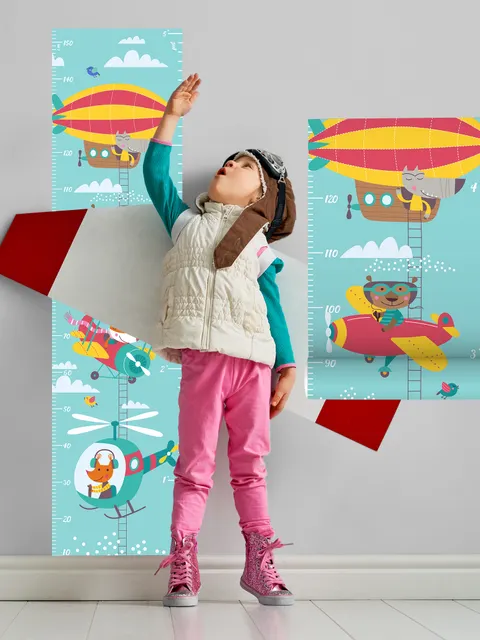Kids Blue Height Chart Wall Sticker Decal