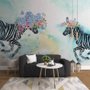 Bunte Blumige Zebra Fototapete