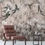 Fototapete Fliegende Vögel auf Blumen