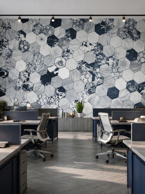 Dark Geo Hexagon Pattern Wallpaper Mural