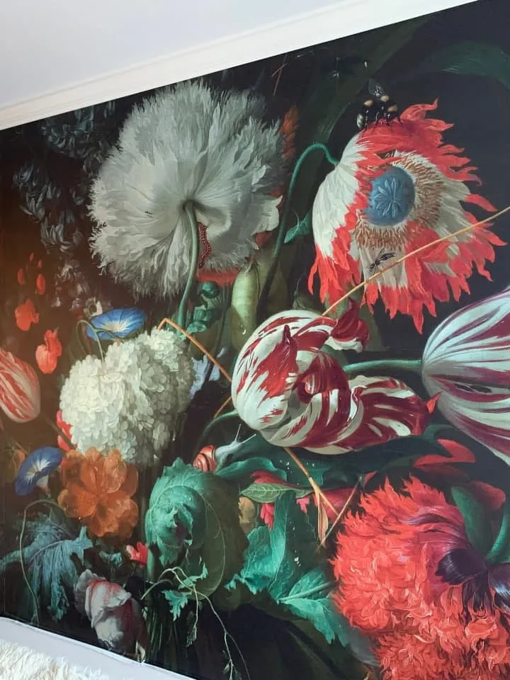 Dark Floral Dutch Bouquet with Tulips Wallpaper Mural