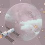 Papier peint panoramique des planètes de dessins animés et de l'espace étoilé
