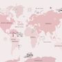 For Girls Pink Monochrome World Map Wallpaper Mural