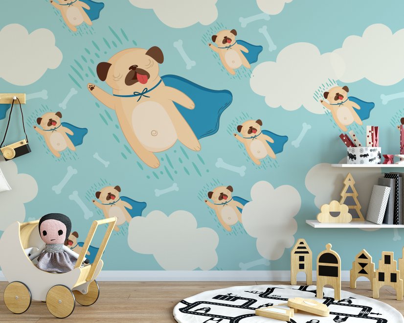 Cartoon Pet Dog Pattern Wallpaper Mural
