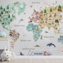 Papier peint panoramique aquarelle de la carte du monde pour les enfants