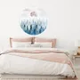 Foggy Forest with Rising Moon Landscape Circle Wall Decal Sticker