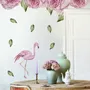 Pink Peony Floral and Flamingo Wall Decal Sticker