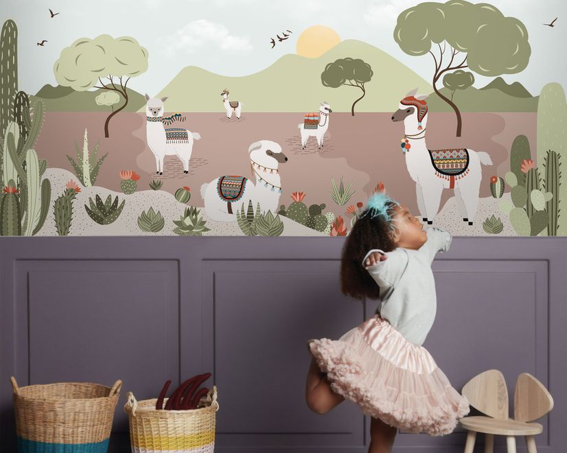 Kids Alpaca in the Desert Wallpaper Mural