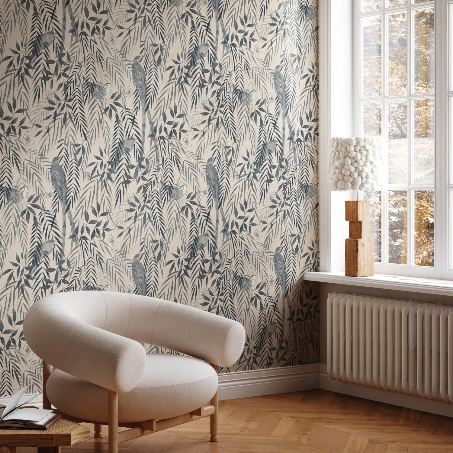 Watercolor Tropical Bird Garden Wallpaper Mural - Peel and Stick