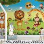 3D Look King Lion and Wild Animals Wallpaper Mural
