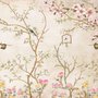 Weiche chinesische Blumen mit kleinen Vögeln Fototapete