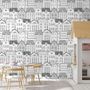 Kids Black and White Sketch House Wallpaper Mural