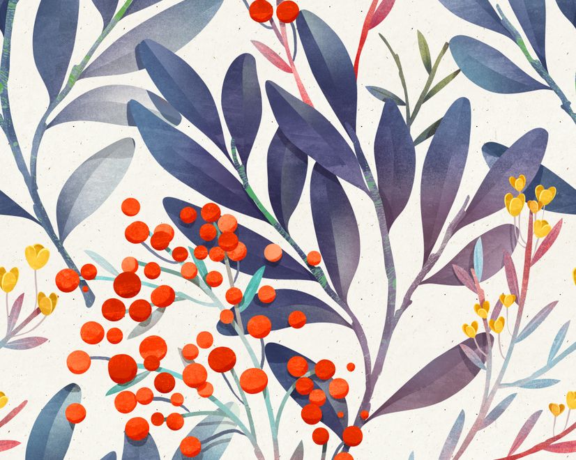 Twigs and Leaves Wallpaper Mural