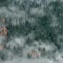 Papier peint panoramique forêt brumeuse