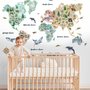 Kids Watercolor World Map Wall Decal Sticker