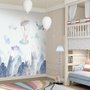 Papier peint panoramique pour enfants avec lapin mignon, style aquarelle