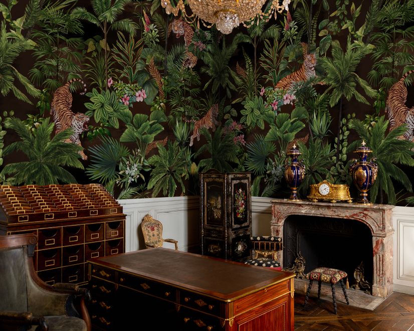 Dark Tropical Trees with Tigers Wallpaper Mural