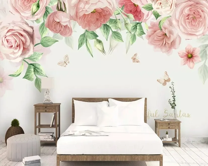 Pink Flower Art Wallpaper Mural