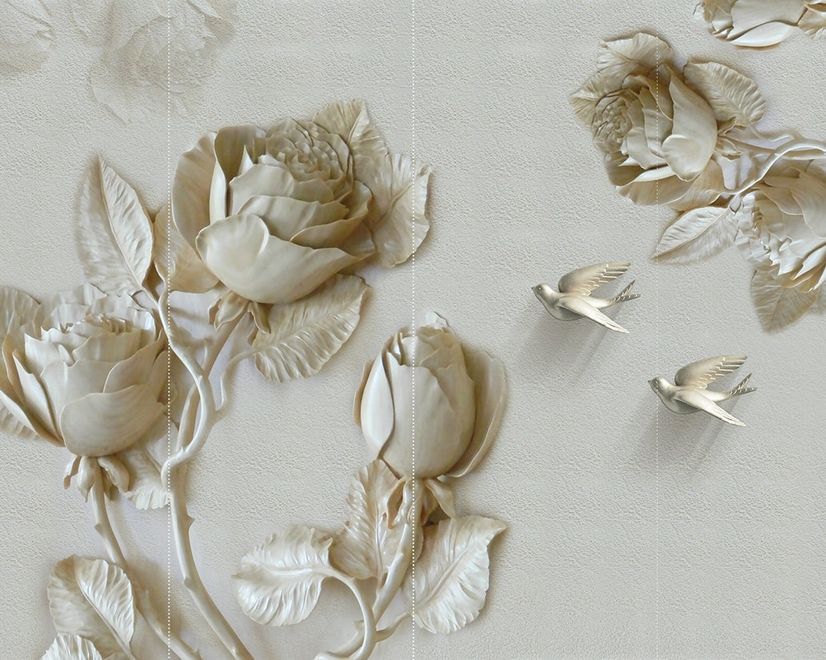 3D-geprägte Look-Rosen-Skulptur Fototapete